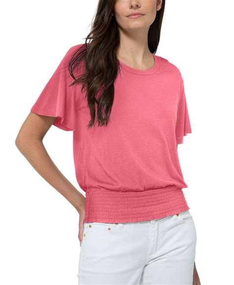 michael kors shirt women's clothing|Michael Kors smocked waist top.